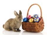 Basket Of Easter Eggs And Bunny