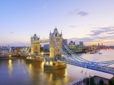 Britain River Thames And Tower Bridge Dusk London England United Kingdom