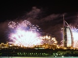 Burj Al Arab Night Lights Fireworks Dubai Uae United Arab