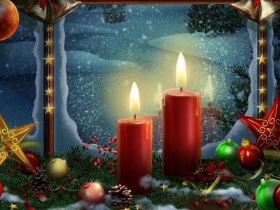 Christmas Candles And Ornaments