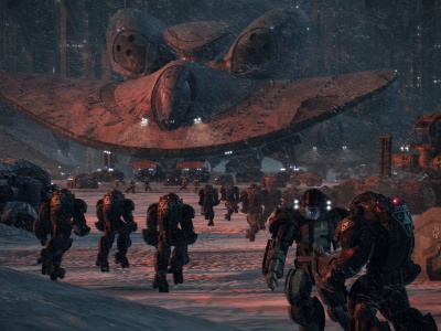 Evacuation Colony Spaceship Snow Future Soldier