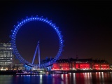 Evening City Lights Lights Illumination Ferris Wheel Buildings Houses Quay River Reflection