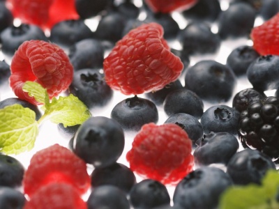 Fruits Food Raspberries Blueberries