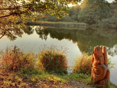 Idyll With Mermaid Holzmaar Saxler Rhineland Palatinate Germany