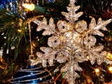 New Year Holiday Tree Snowflake Christmas Toys Close Up