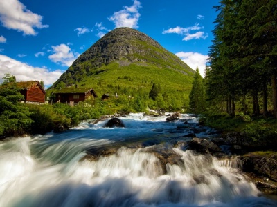 Norway Waterfall Nature Landscapes