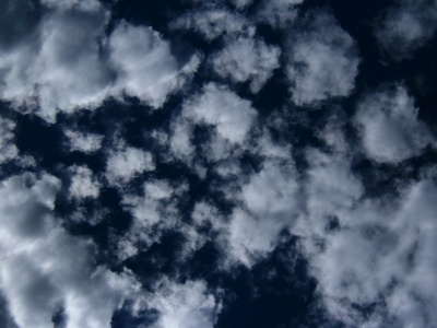 Puffy Clouds On Dark Blue Sky Texture