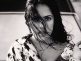 Salma Hayek Brunette Make Upwind Hair Coat Black And White