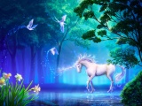 Unicorn In Fantasy Magic Forest