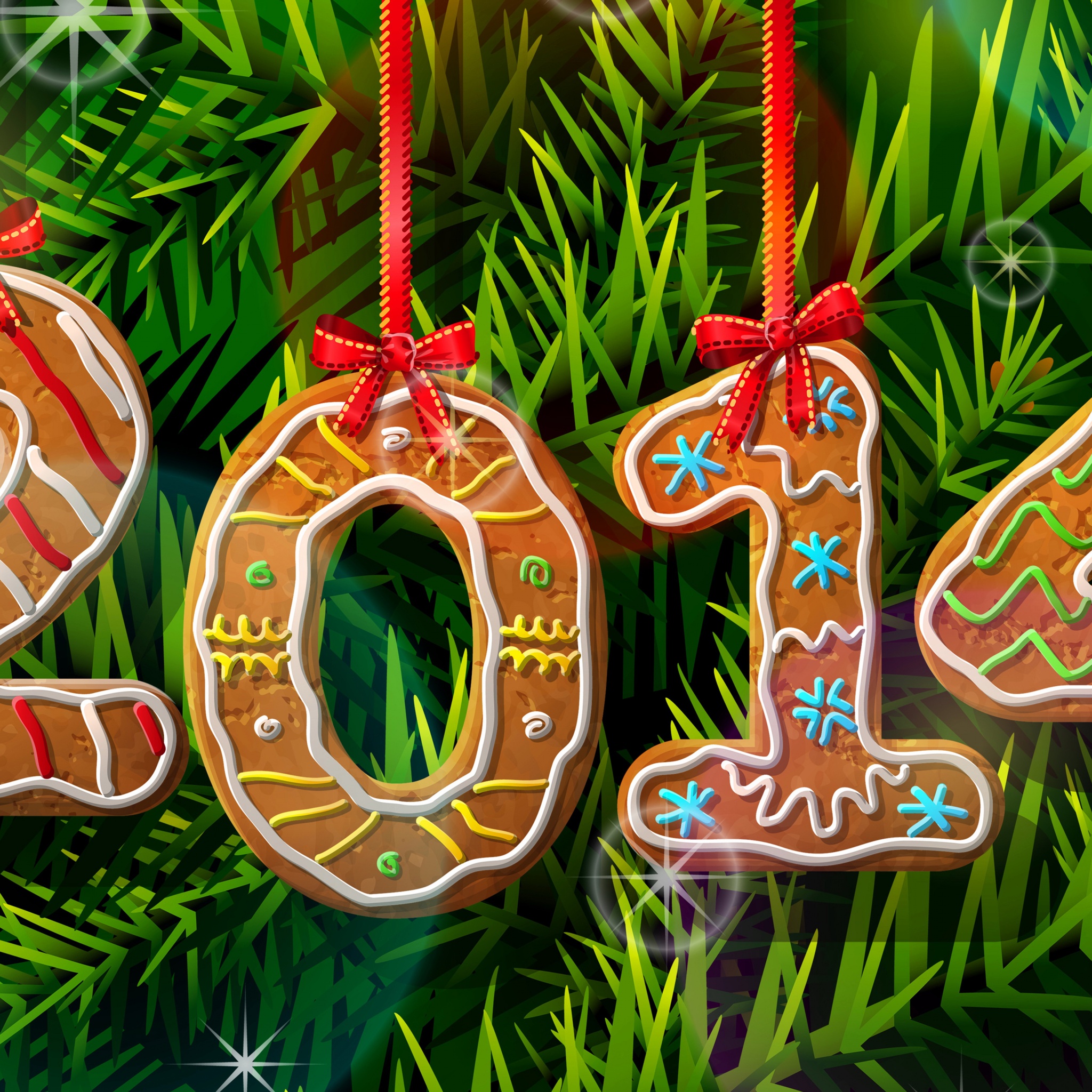 2014 New Year Gingerbread Cookies 3D