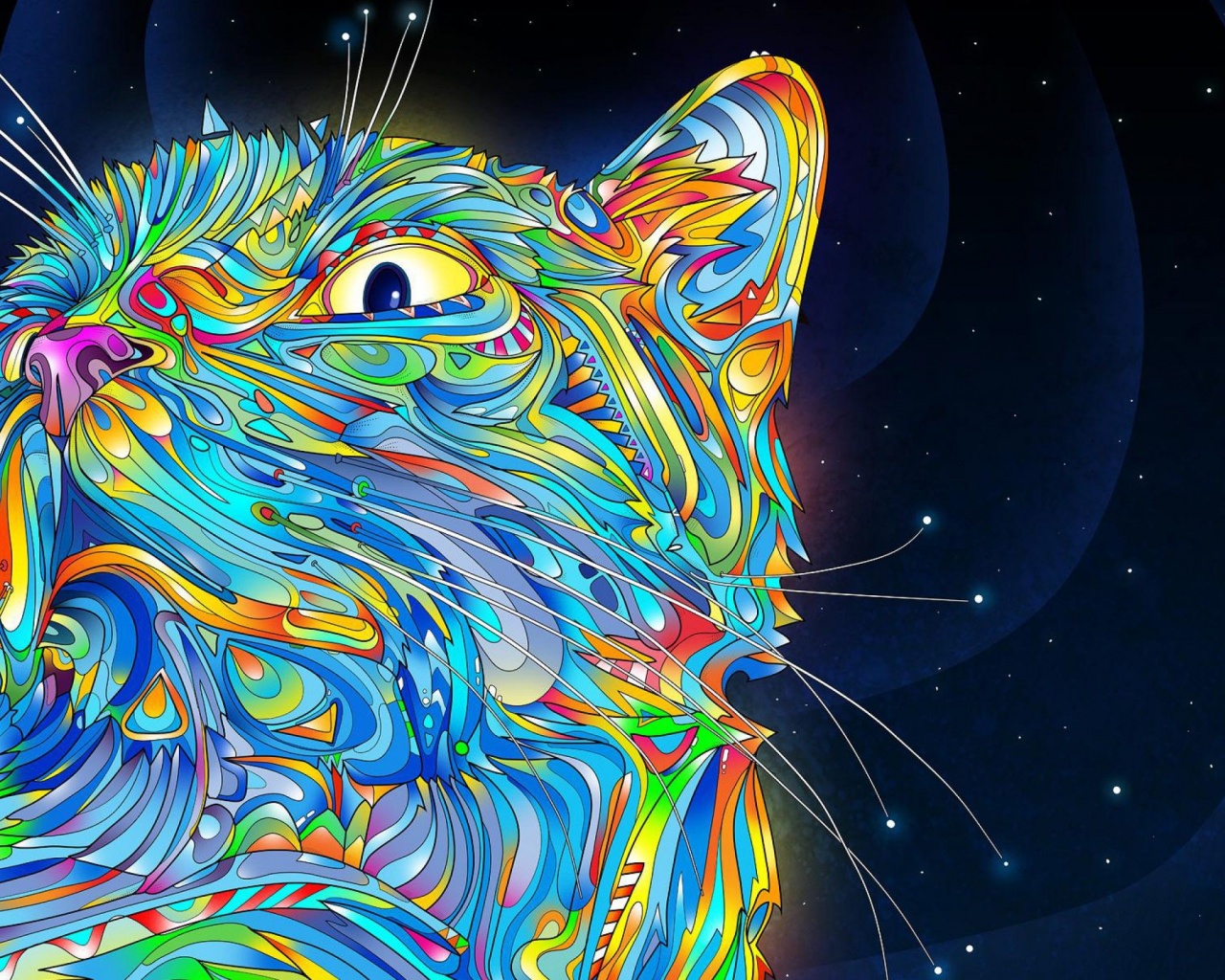 2d Colorful Colorful Cat