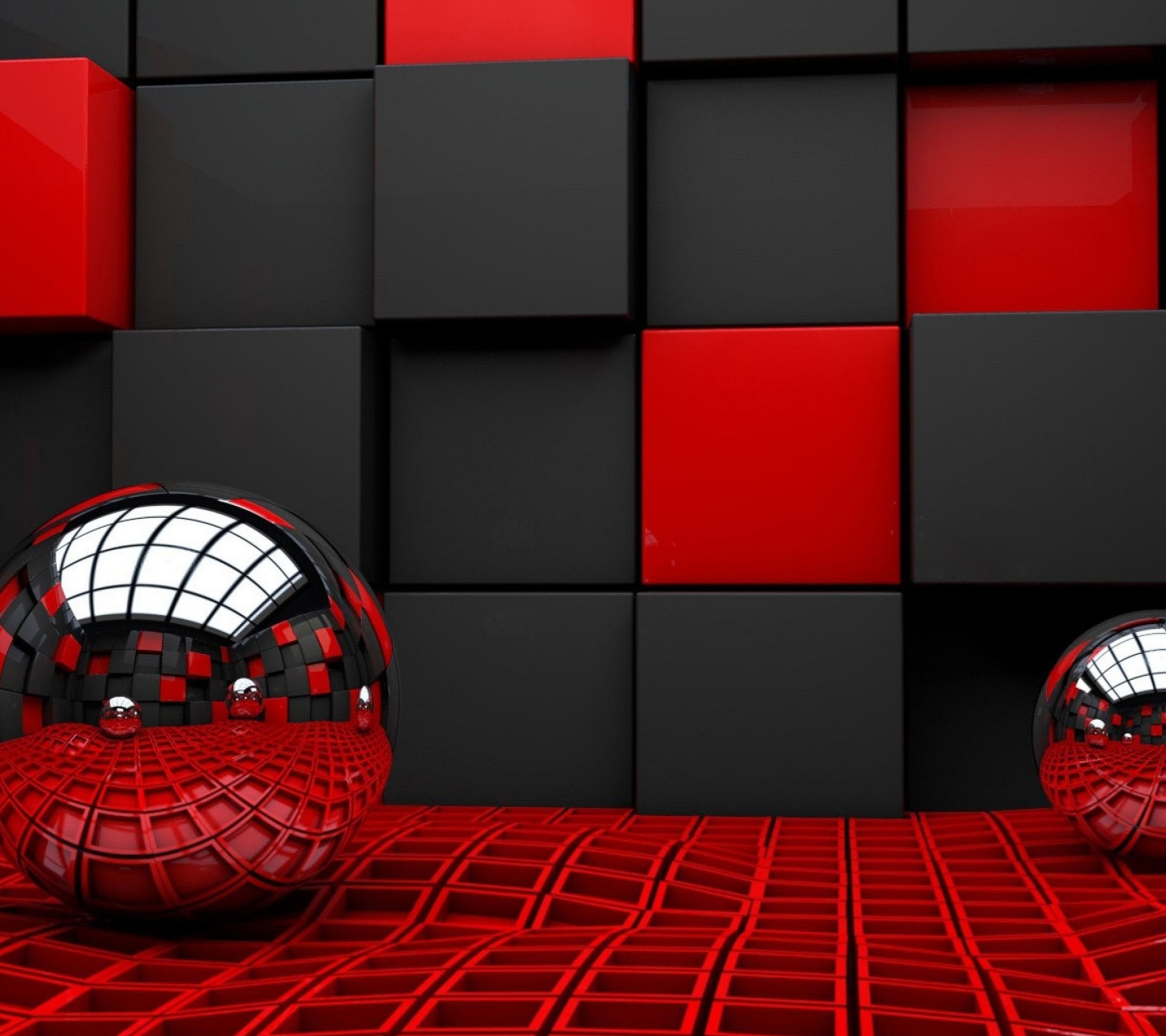 3d Glass Ball And Cubes