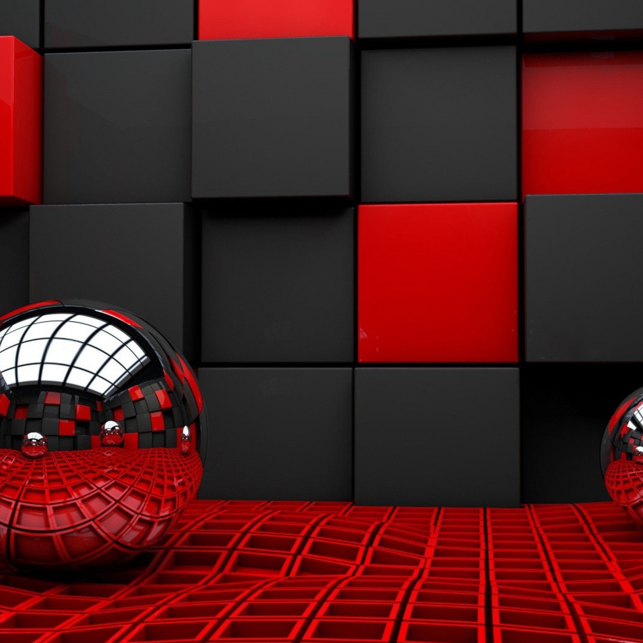 3d Glass Ball And Cubes