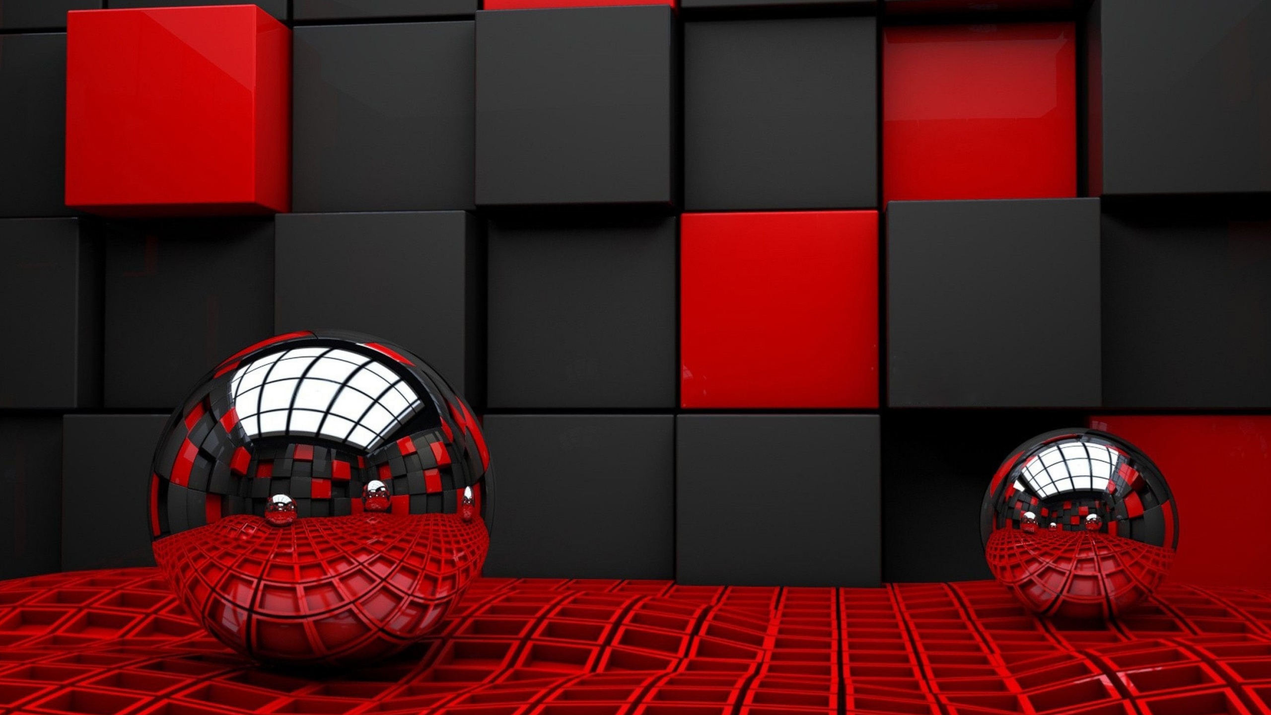 3d Glass Ball And Cubes