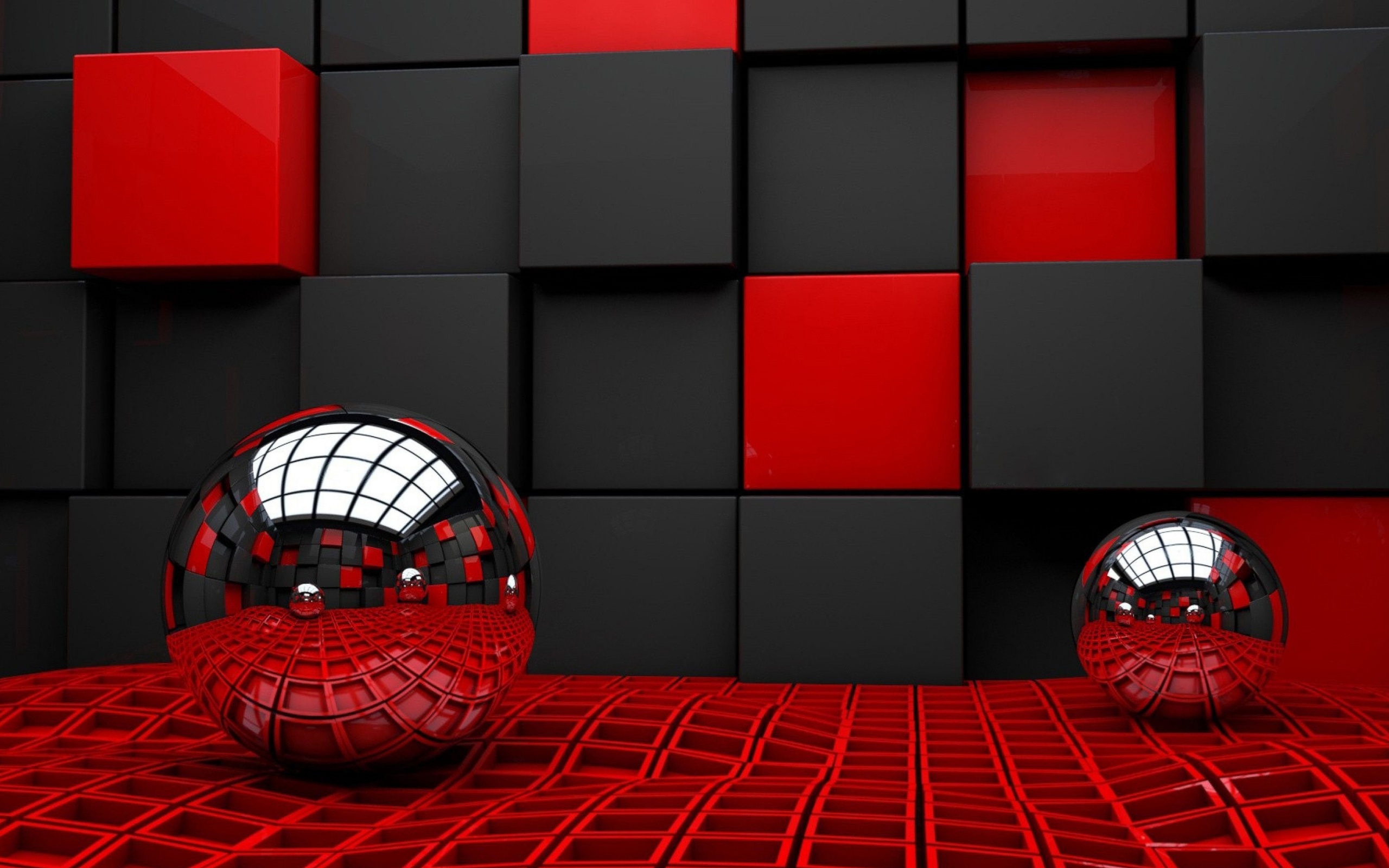 3d Glass Ball And Cubes