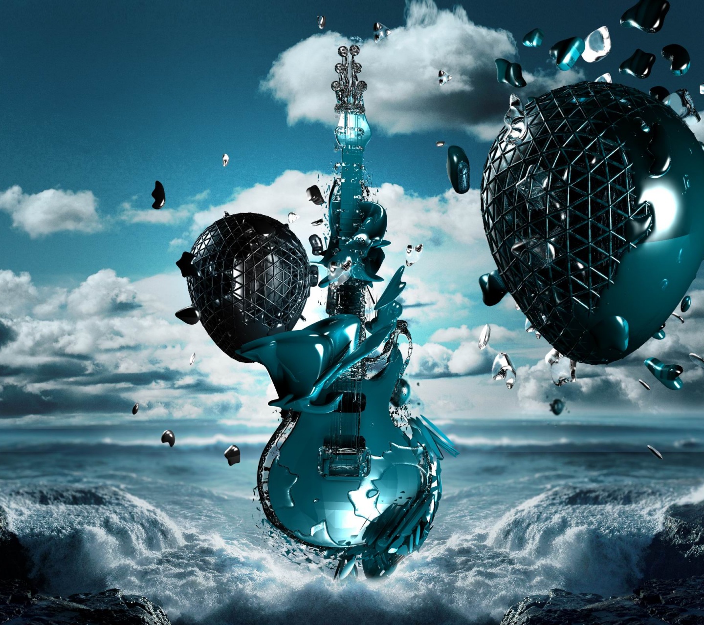 3D Guitar Sea Space Creativity