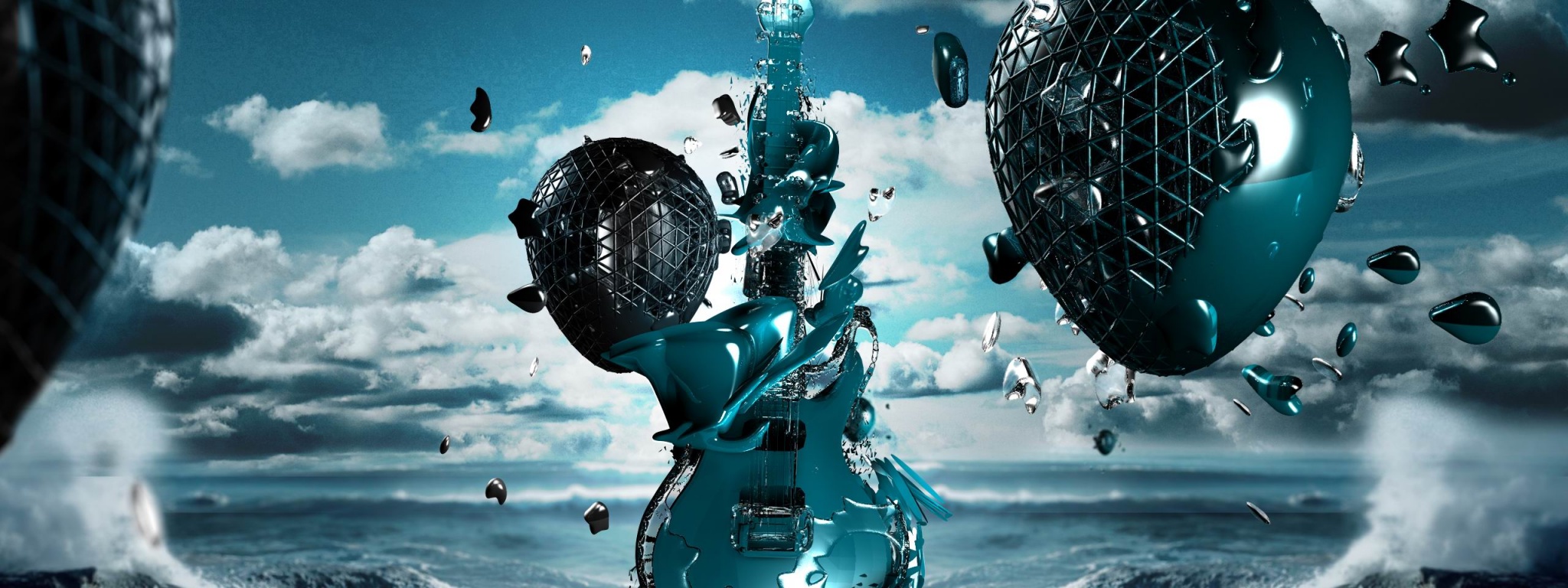 3D Guitar Sea Space Creativity