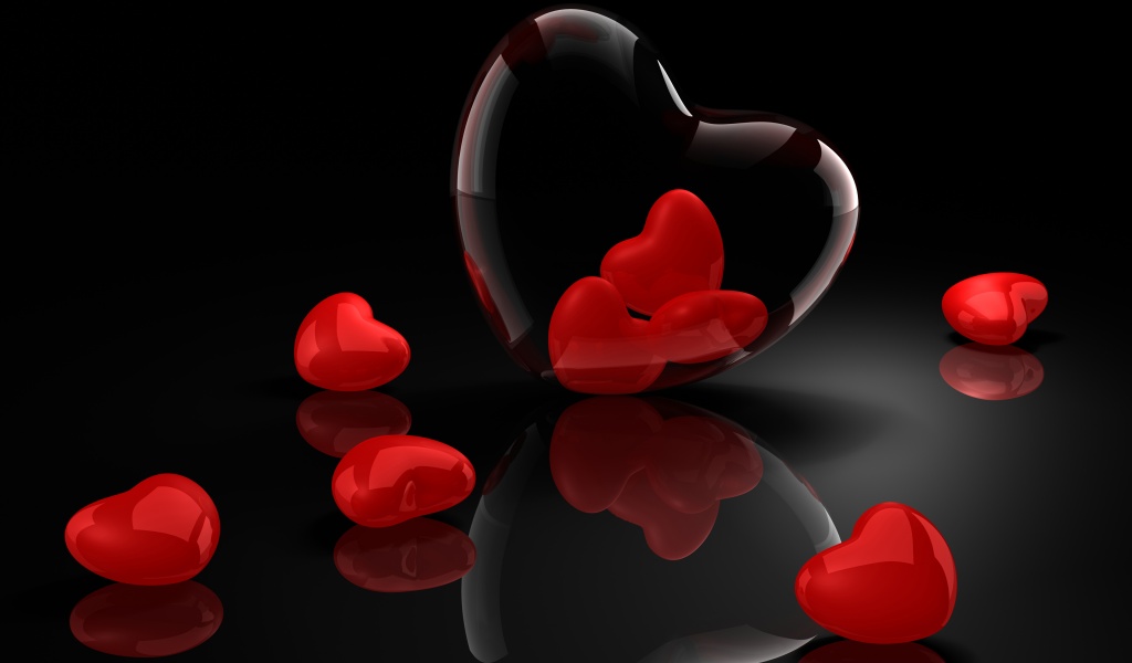 3D Hearts Reflection Valentines Day