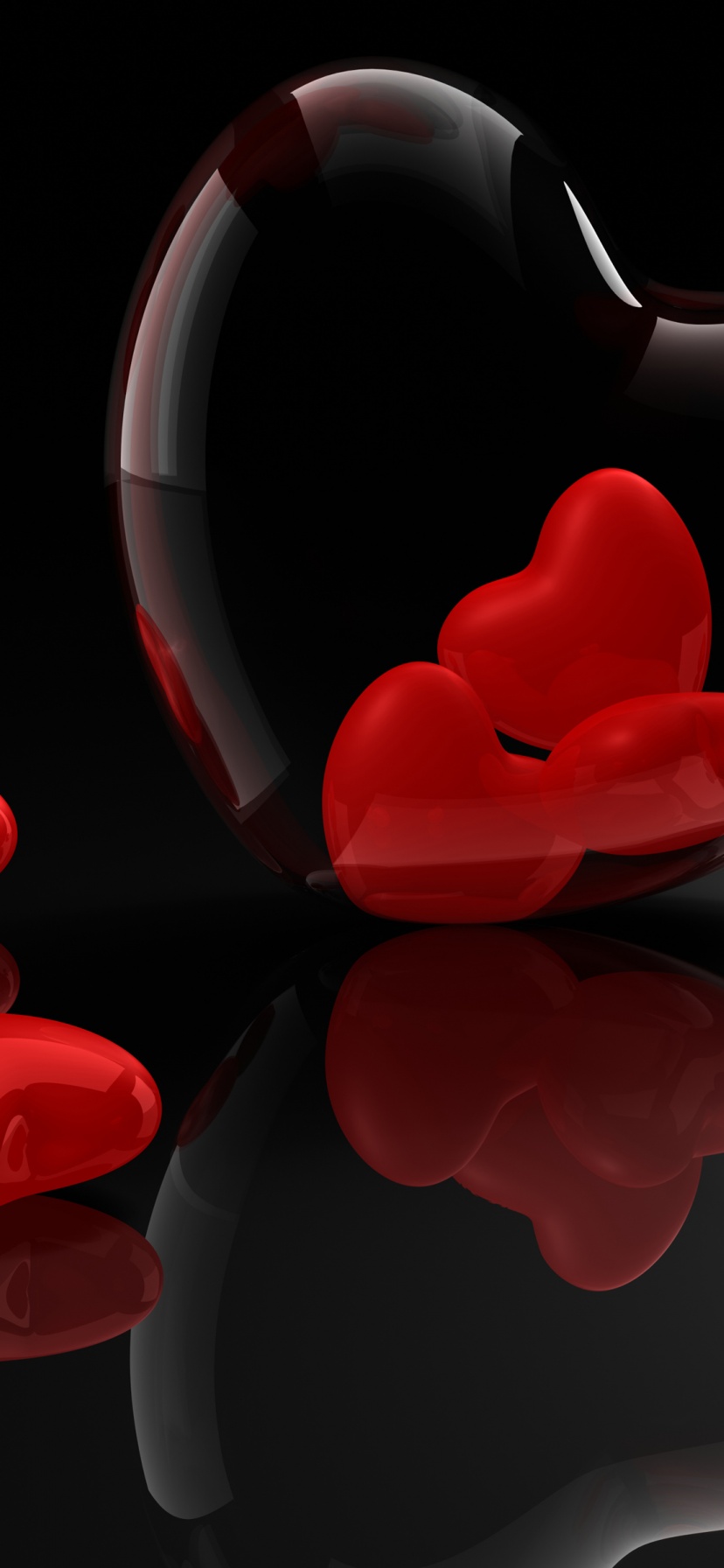 3D Hearts Reflection Valentines Day