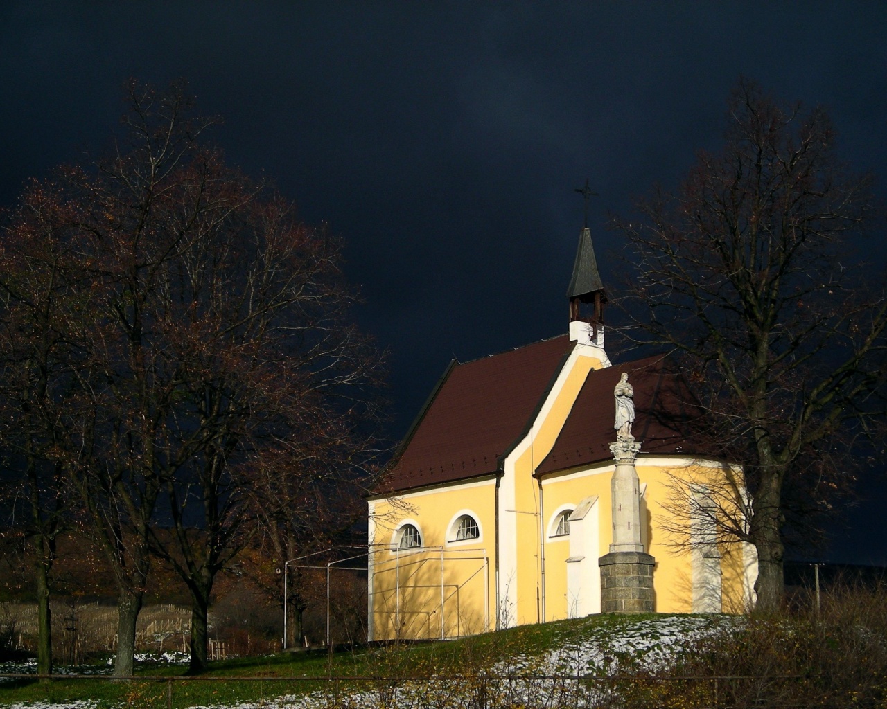 A Nice Chapel Before Snow Storm Pezinok Bratislava Region Slovakia