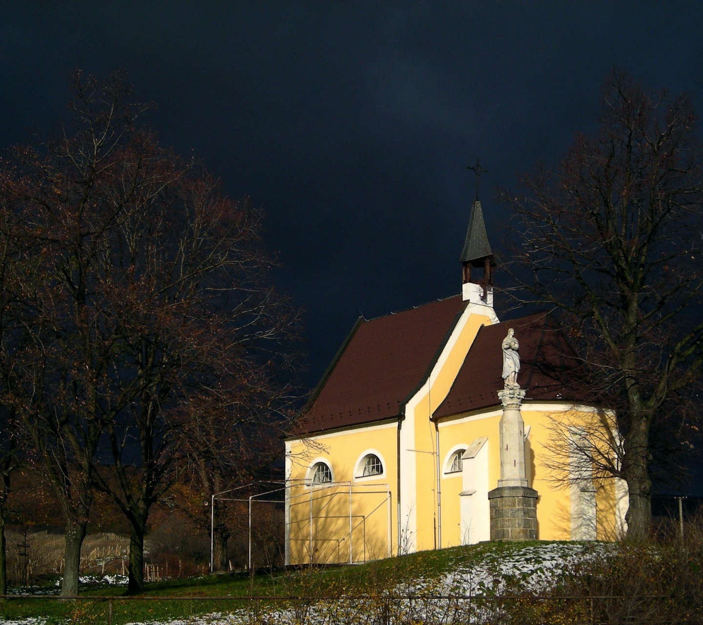 A Nice Chapel Before Snow Storm Pezinok Bratislava Region Slovakia