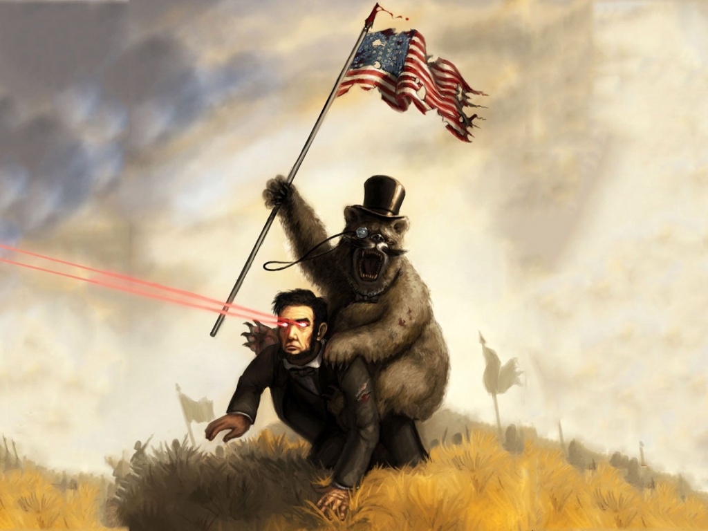 Abraham Lincoln Funny Flags Monocle Bears American Flag