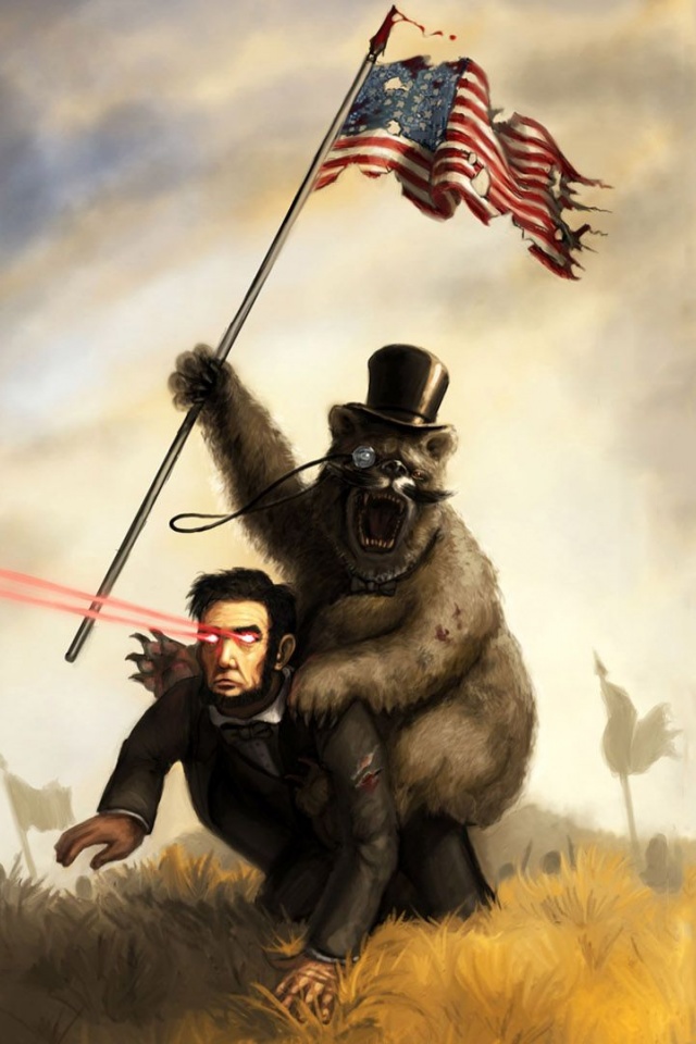 Abraham Lincoln Funny Flags Monocle Bears American Flag