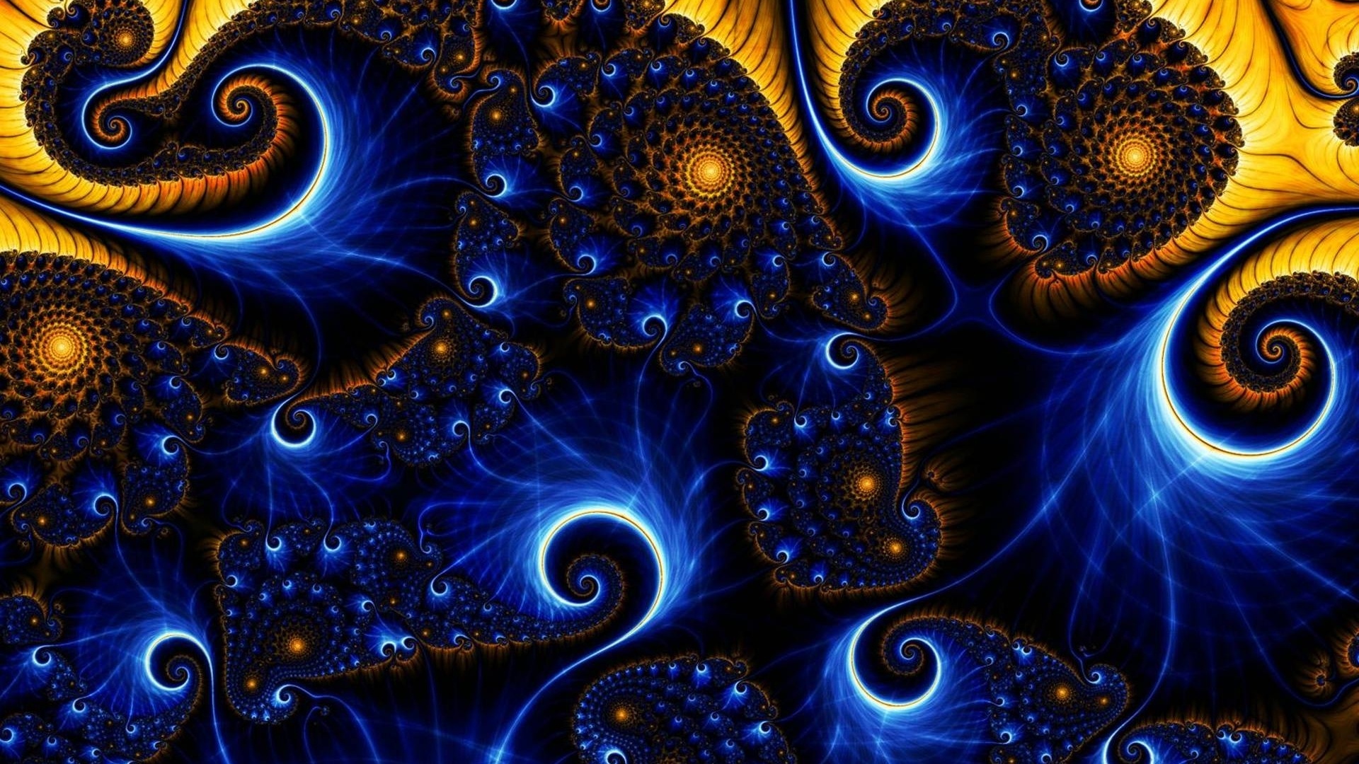 Abstract Blue Yellow Spiral