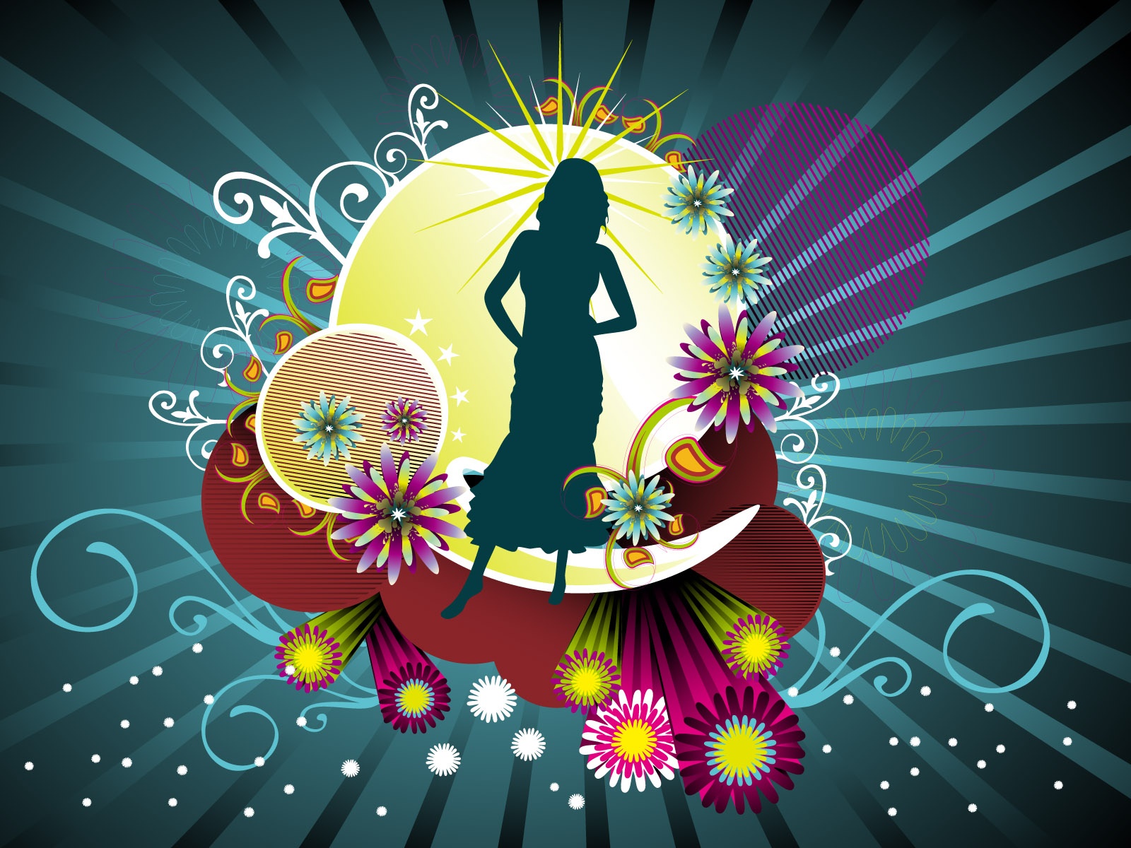 Abstract Colorful Girl Vector Shape