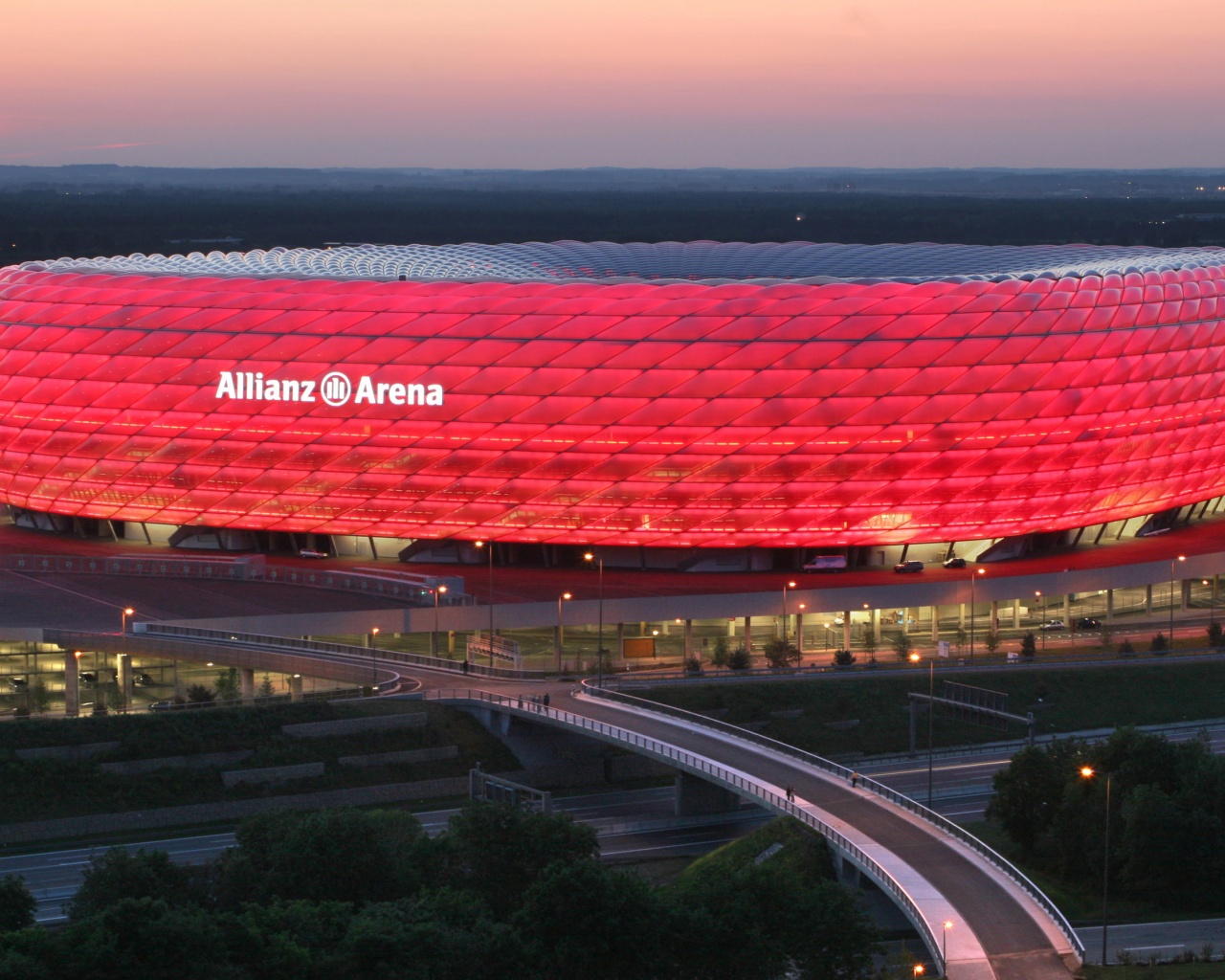 Allianz Arena In Red Bayern Munich