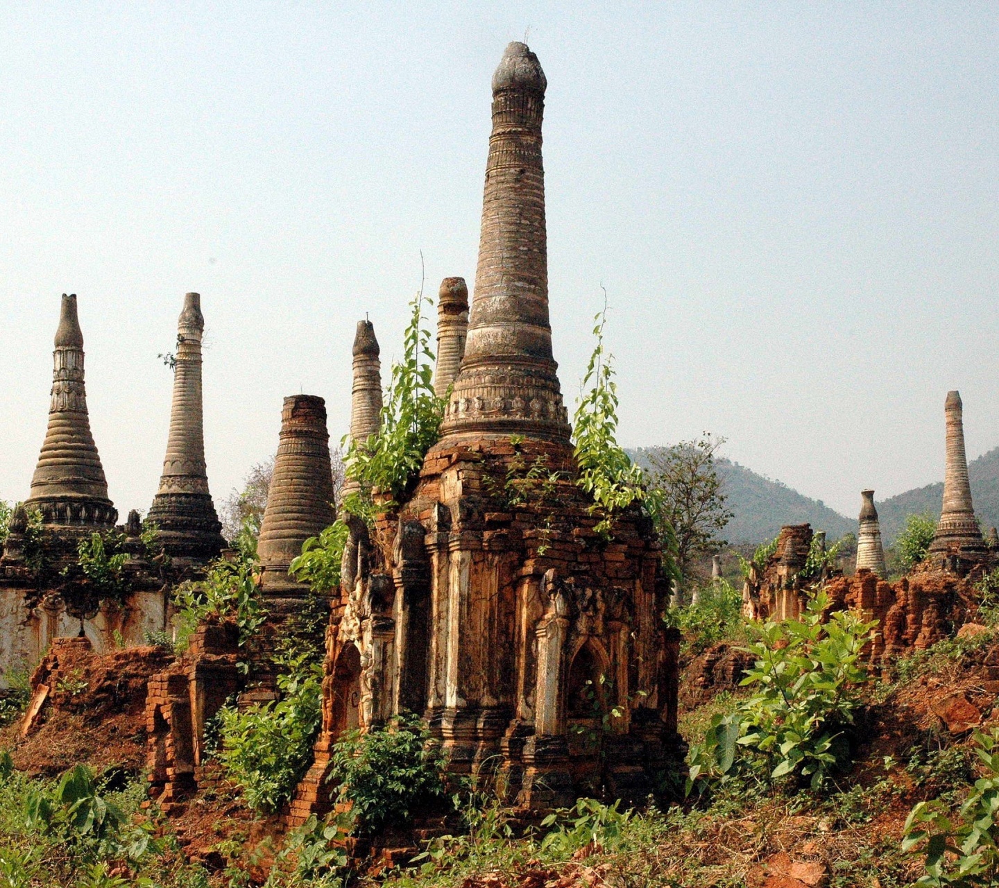 Ancient Ruins Of Indein Stupa Complex Shan Taunggyi Burma