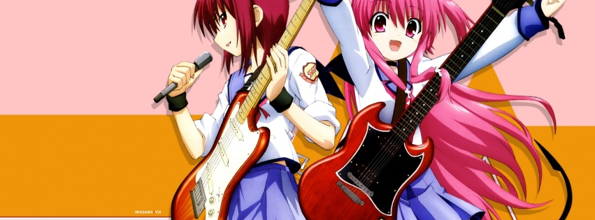 Angel Beats Girl Guitar Concert Microphone Smiling Anime