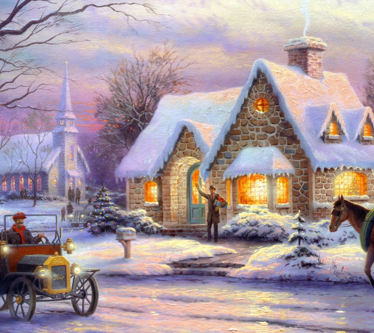 Art Christmas Idyll Painting