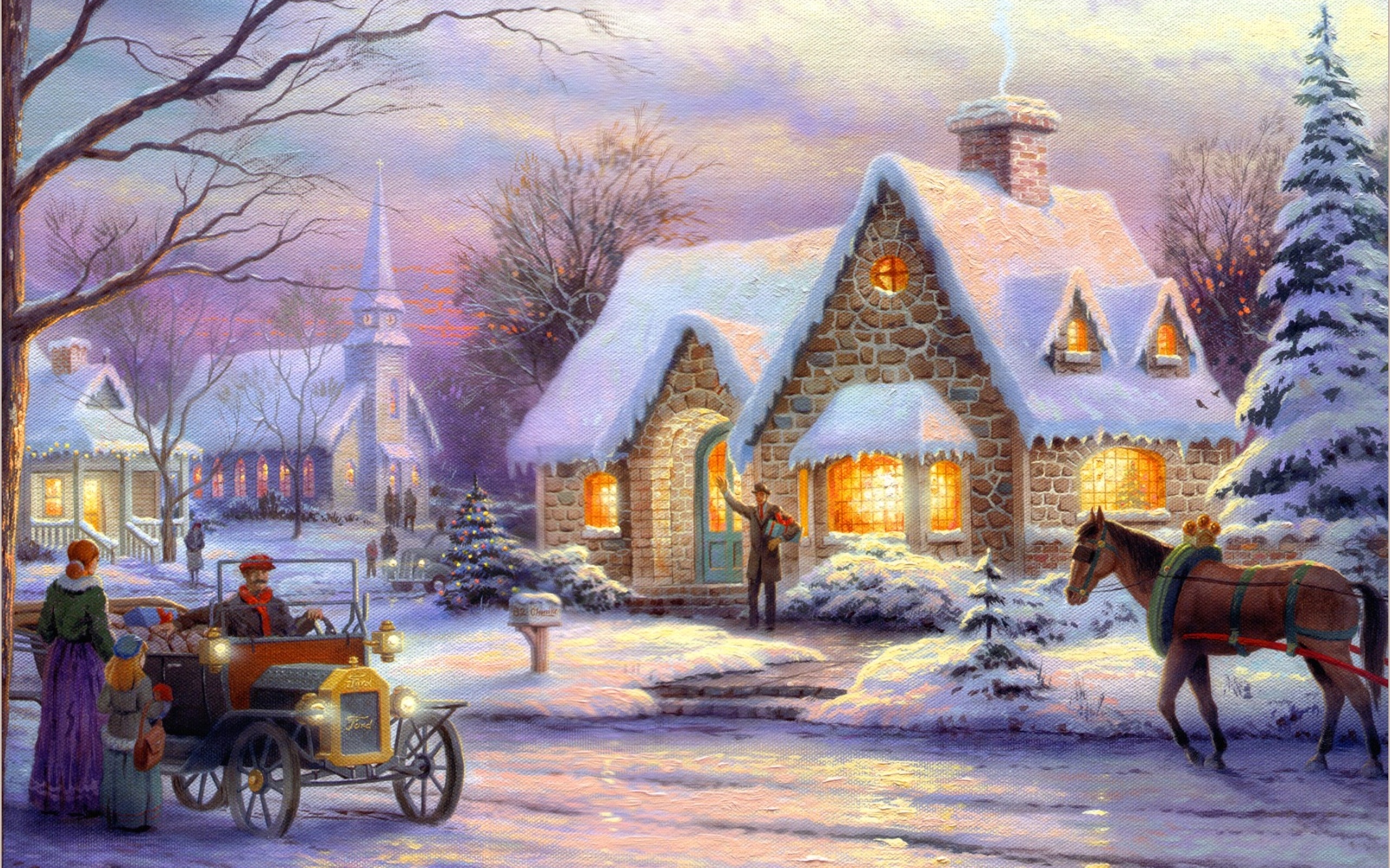 Art Christmas Idyll Painting