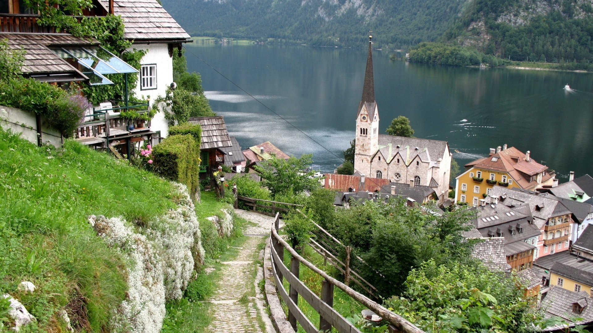 Austria Hallstatt River Homes