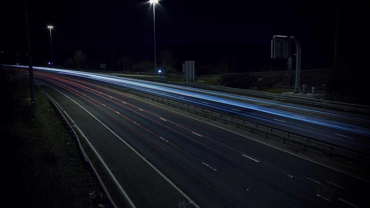 Autobahn Road Lights Night