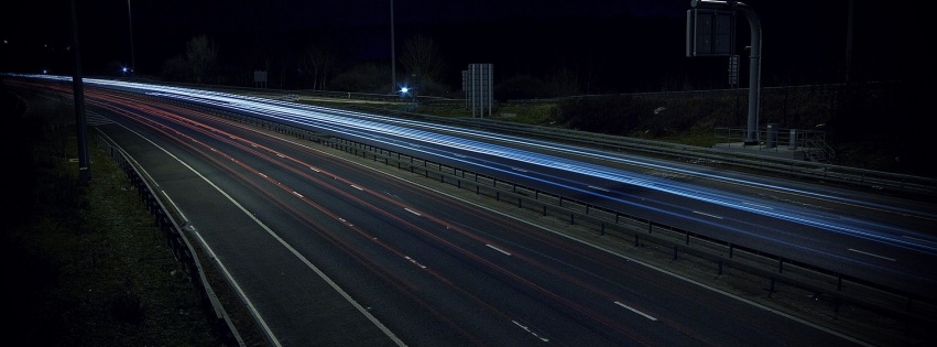 Autobahn Road Lights Night