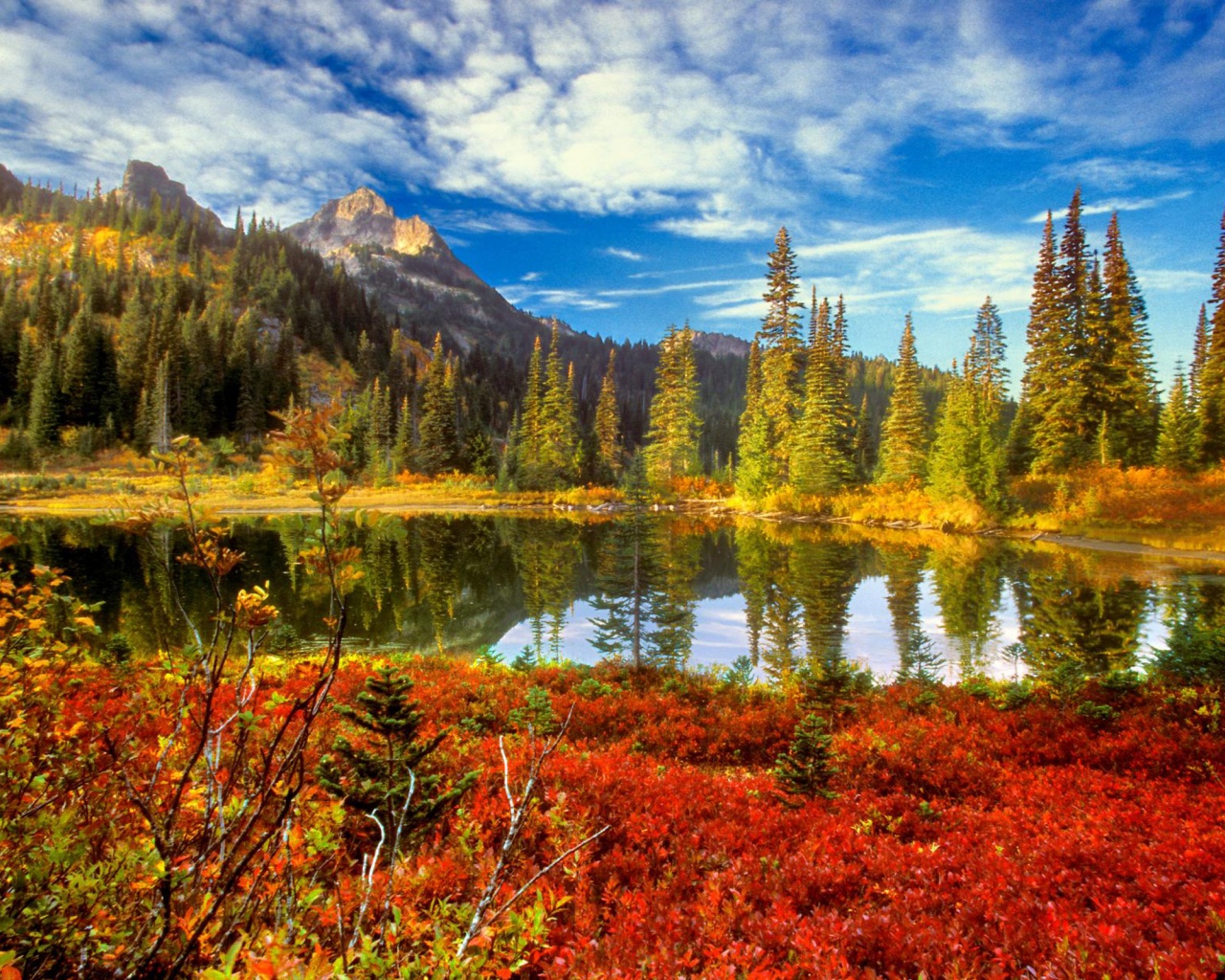 Autumn Clouds Lakes Mountains