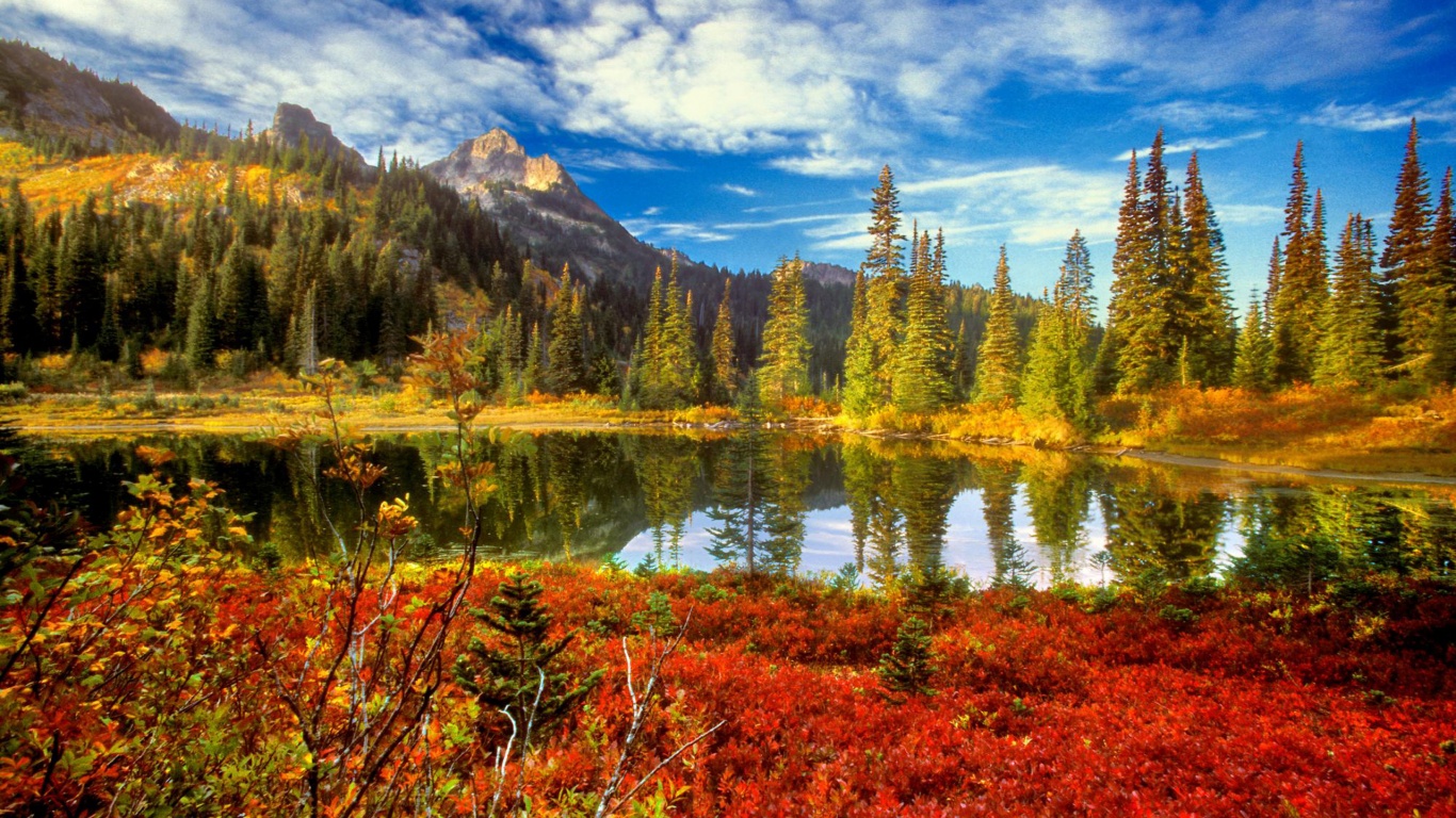 Autumn Clouds Lakes Mountains