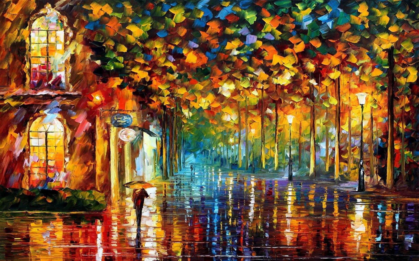 Autumn Street Painting Art