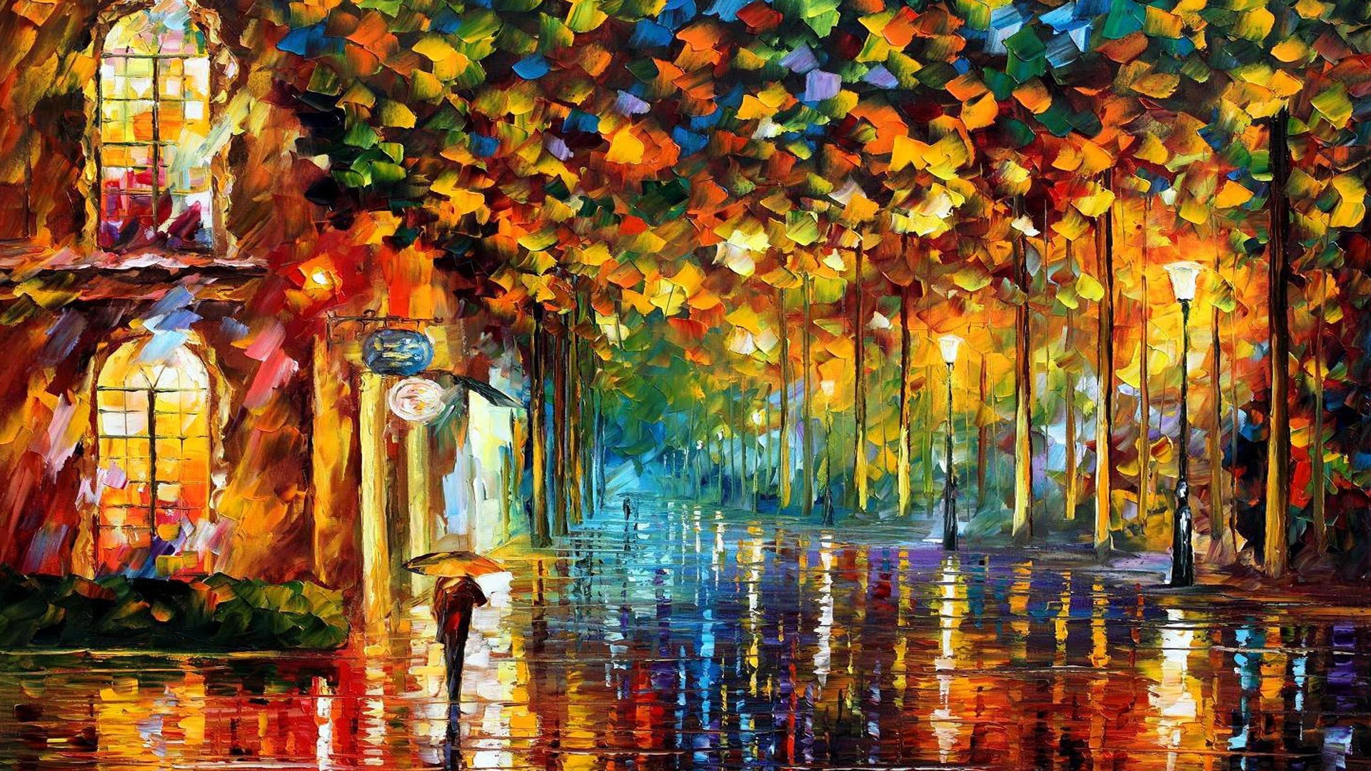 Autumn Street Painting Art