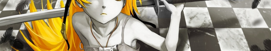 Bakemonogatari Oshino Shinobu Katana Feathers Eyes Long Hair