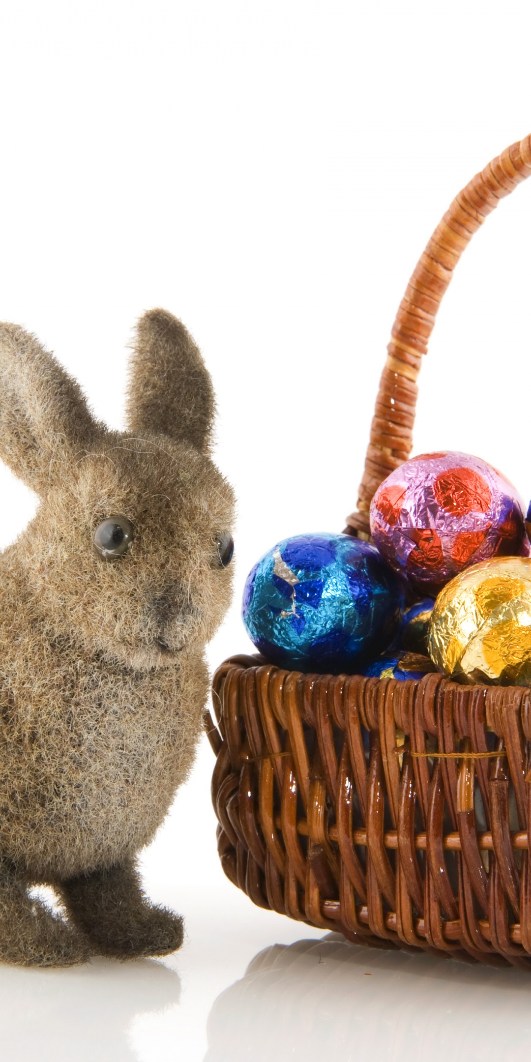 Basket Of Easter Eggs And Bunny