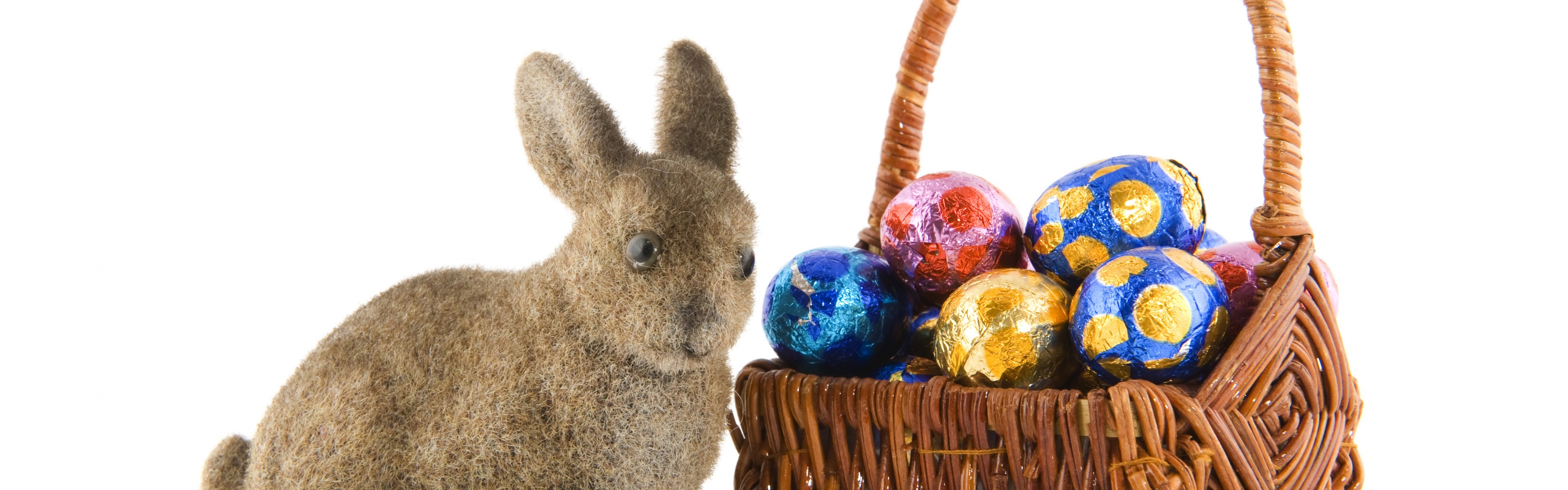 Basket Of Easter Eggs And Bunny