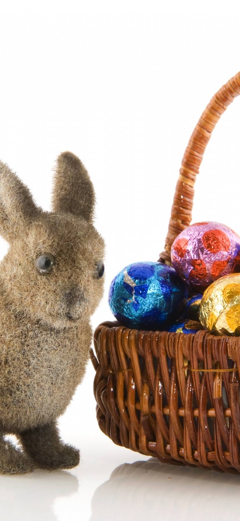 Basket Of Easter Eggs And Bunny