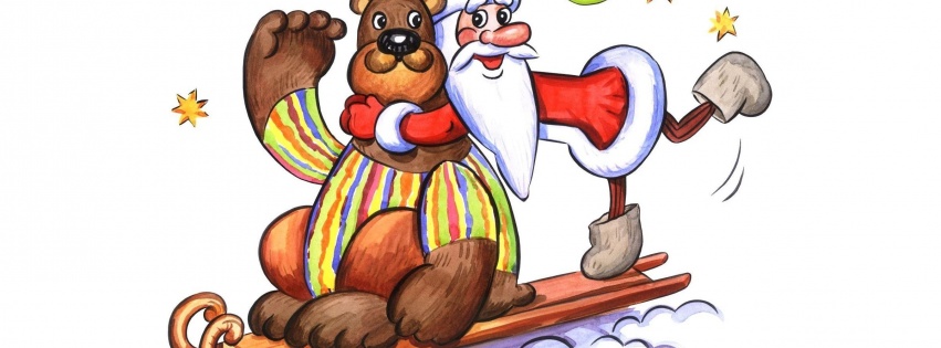 Bear Santa Claus Greeting Card Star