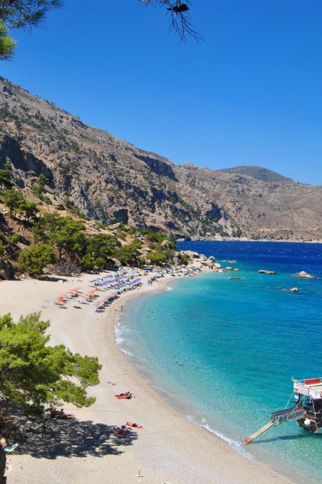 Beautiful Beach Boat Greece Nature Landscapes