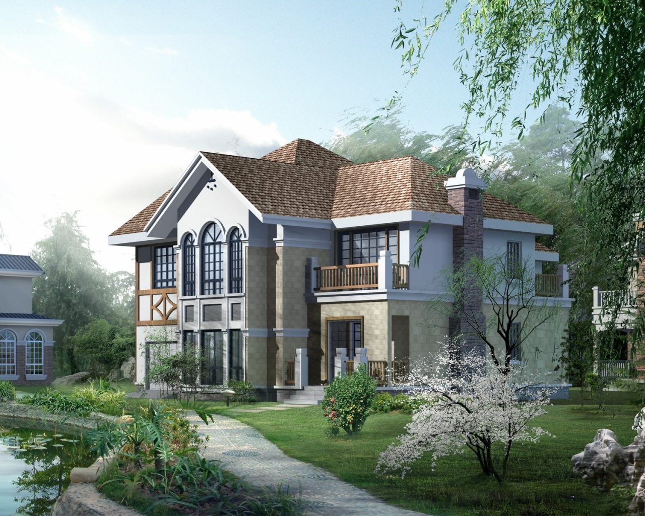 Beautiful House D Rendered Model