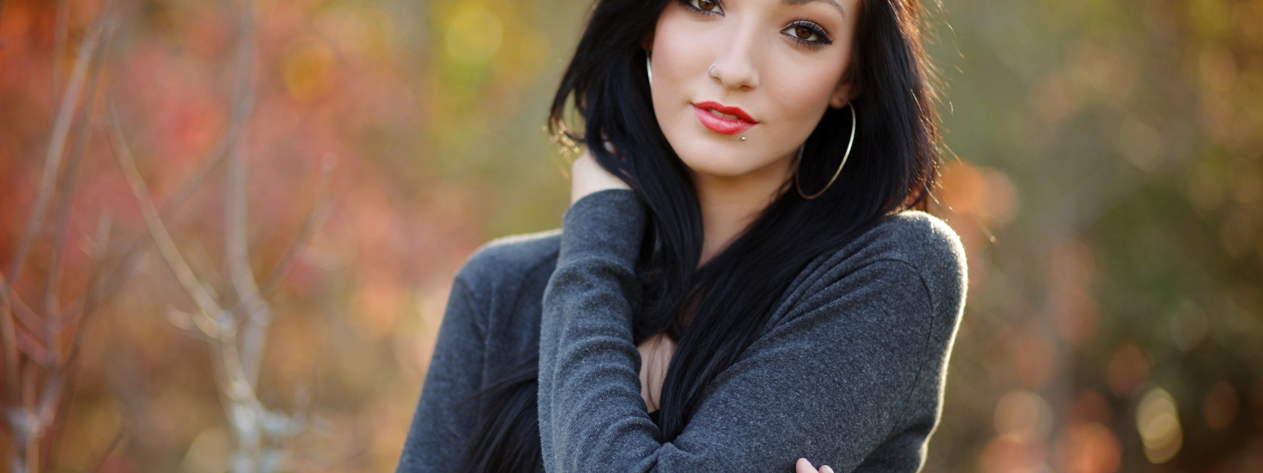 Beauty Brunette Piercing Portrait