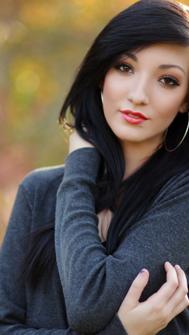 Beauty Brunette Piercing Portrait